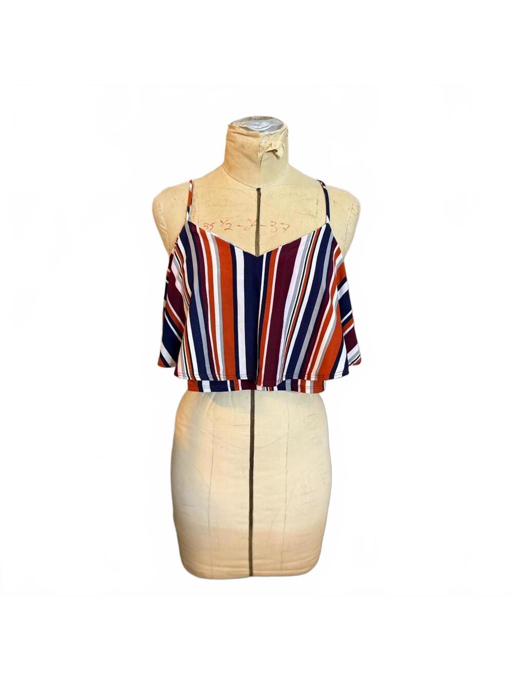 Papermoon Striped Crop Top with Spaghetti Straps